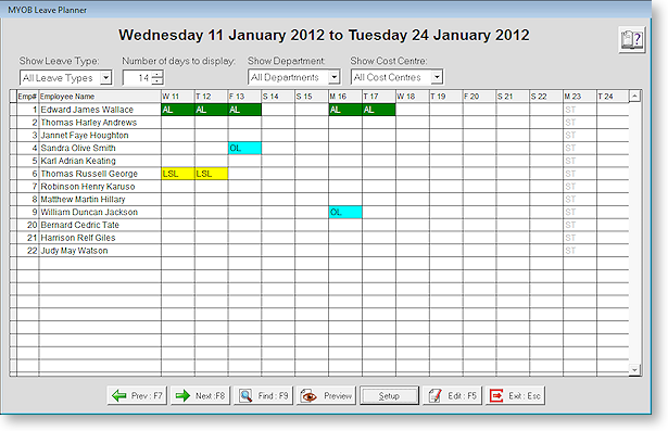 Exo Payroll - Leave Planner