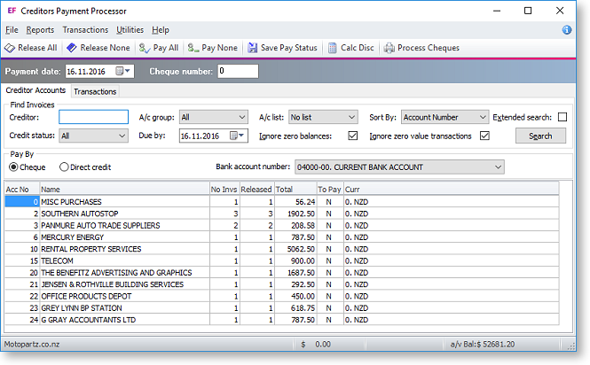 - Creditor Payment Run
