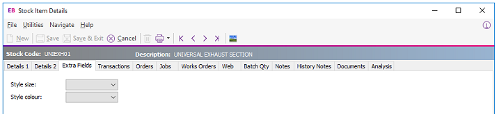 Exo Business Help - Recording Additional Information in Extra Fields
