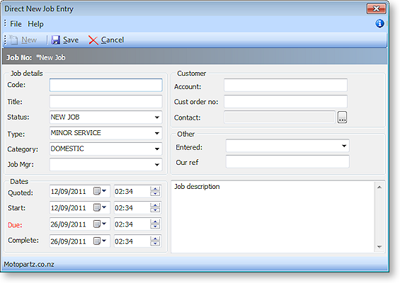 Making Job Entry Code Direct New Job Entry