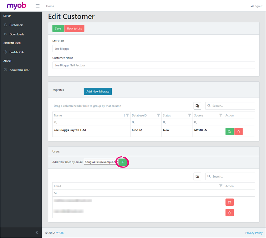 1. Setting up a migration in the online portal