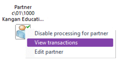 EDI Management Console (Right clic Partner)