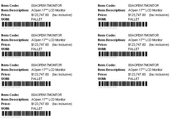 IN Retail Item Report