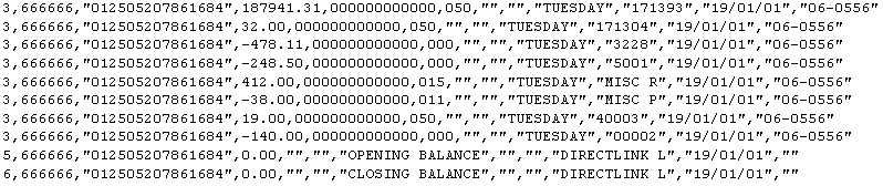 Comma delimited example